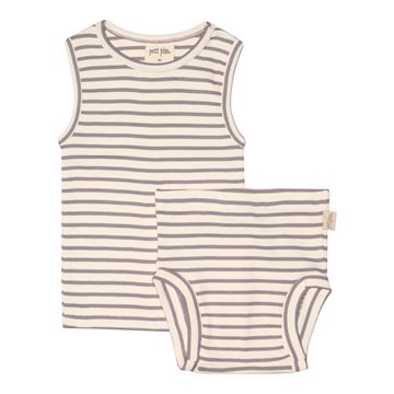 Petit Piao - Underwear Set Modal Striped -Dusty Lavender/Offwhite